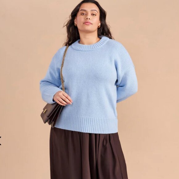 La Ligne Sweater | Solid Marin Sweater in Pale Blue - Picture 2 of 6
